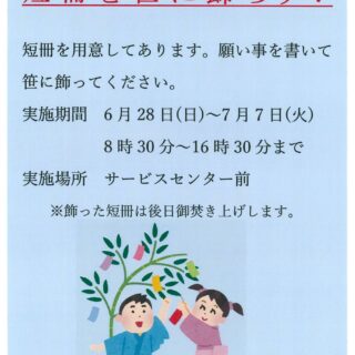 【猿江恩賜公園】イベント「短冊を笹に飾ろう！」を開催しています！　6/28(日)～7/7(火)