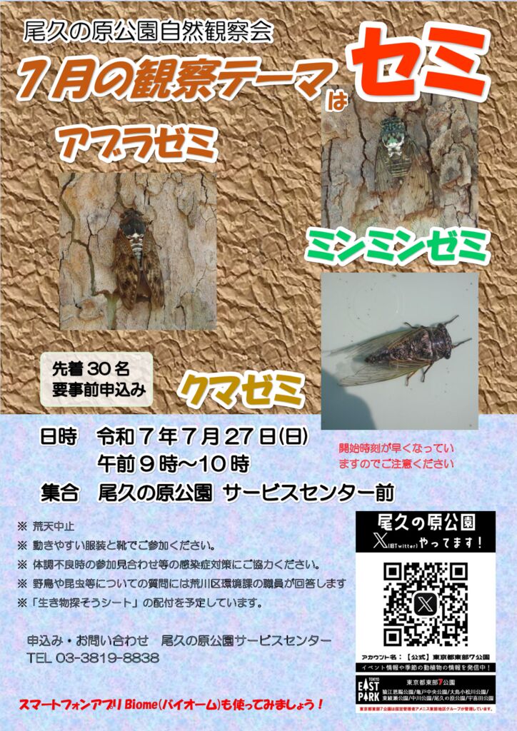 R070727都立尾久の原公園自然観察会ポスターのサムネイル
